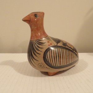 +Vintage Mexico Art Pottery Bird Figurine Folk Art 7" Quail Handpainted